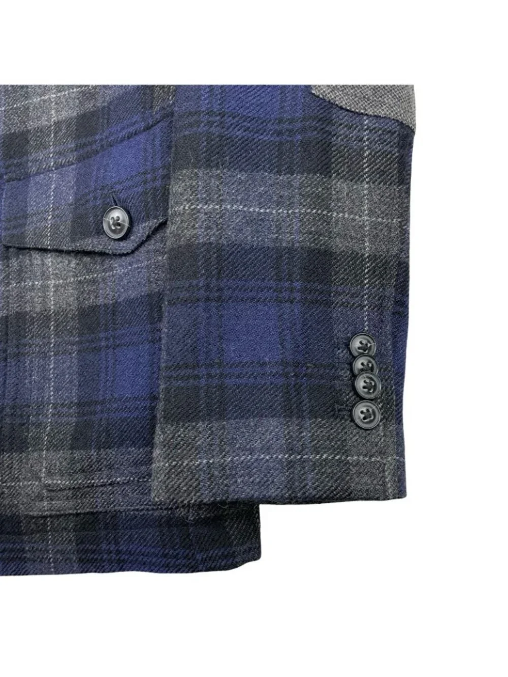 Banana Republic Men's Emmetex Flannel Slim Fit Blazer Gray/Blue Plaid • 40R